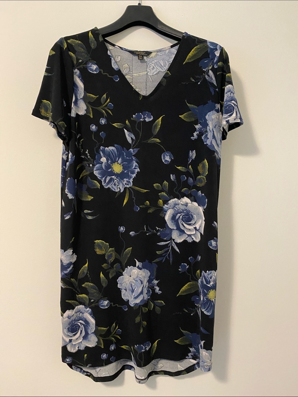 Christian Siriano Blue and Yellow Floral Textured Top